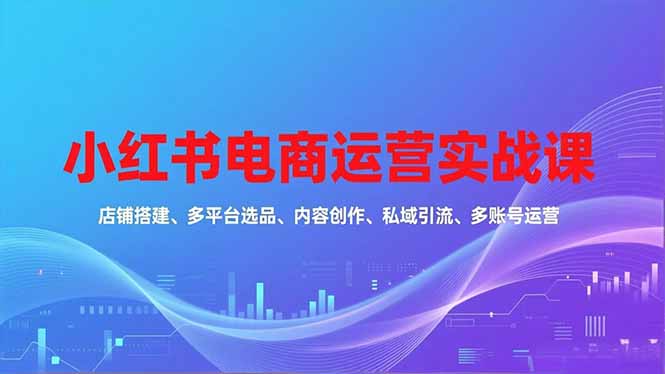 小红书电商运营实战课,店铺搭建、多平台选品、内容创作、私域引流、多账号运营等玩法-樵渔匹