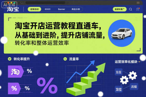 淘宝开店运营教程直通车,从基础到进阶,提升店铺流量,转化率和整体运营效率(更新11月)-樵渔匹