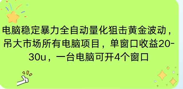 电脑EA策略挂机项目单窗口收益20-30u，单电脑可挂5-10个窗口收益稳健4位数-樵渔匹