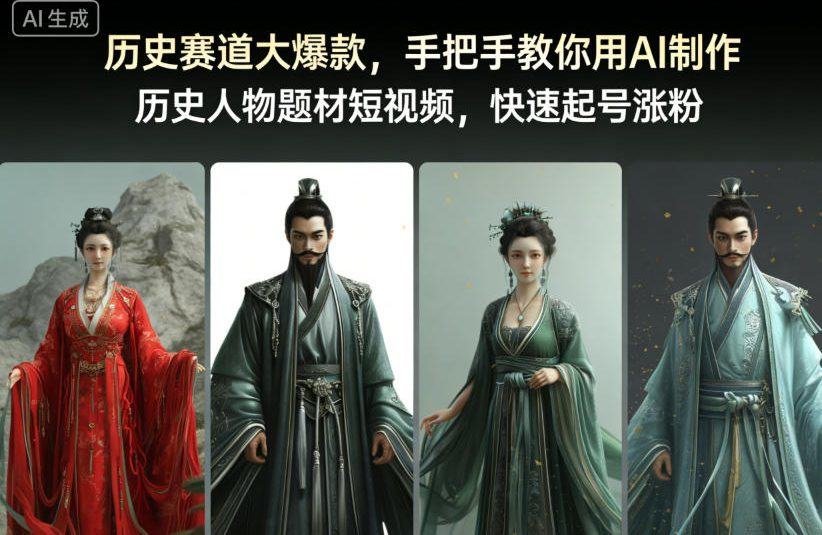 历史赛道大爆款，手把手教你用AI制作历史人物题材短视频，快速起号涨粉-樵渔匹