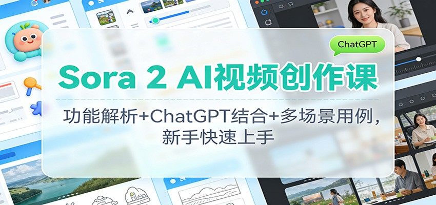Sora 2 AI视频创作课:功能解析+ChatGPT结合+多场景用例,新手快速上手-樵渔匹