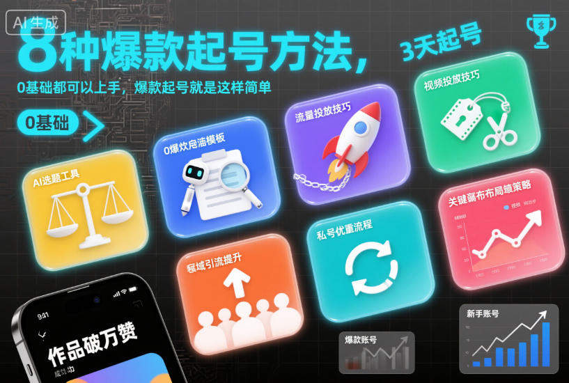 8种爆款起号方法，0基础都可以上手，爆款起号就是这样简单-樵渔匹