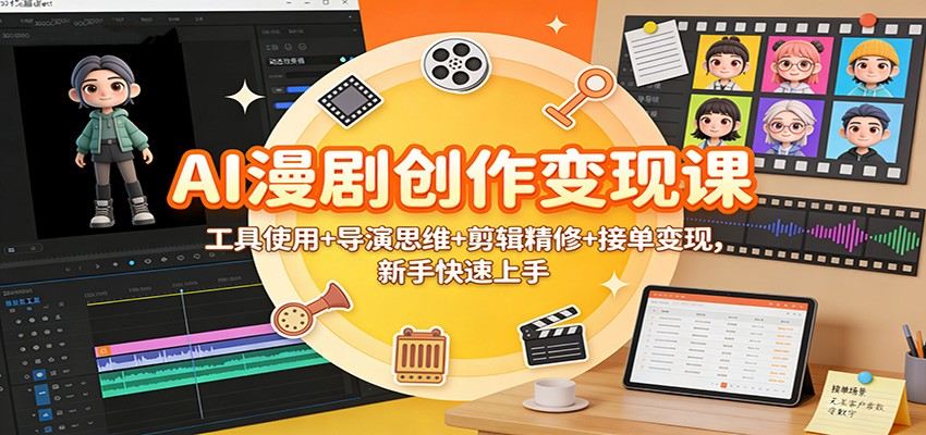 AI漫剧创作变现课：工具使用+导演思维+剪辑精修+接单变现，新手快速上手-樵渔匹