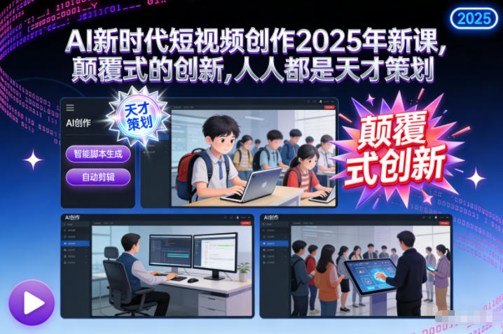 AI新时代短视频创作2025年新课，​颠覆式的创新，人人都是天才策划-樵渔匹