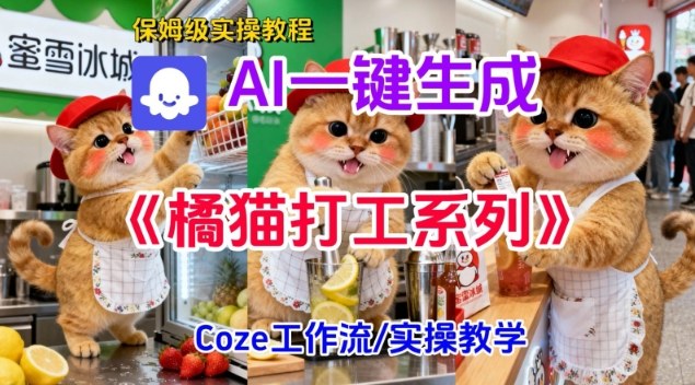 Coze扣子工作流一键生成胖橘猫打工短视频,保姆级实操搭建教学-樵渔匹