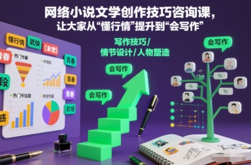 网络小说文学创作技巧咨询课,让大家从“懂行情”提升到”会写作”的高度-樵渔匹