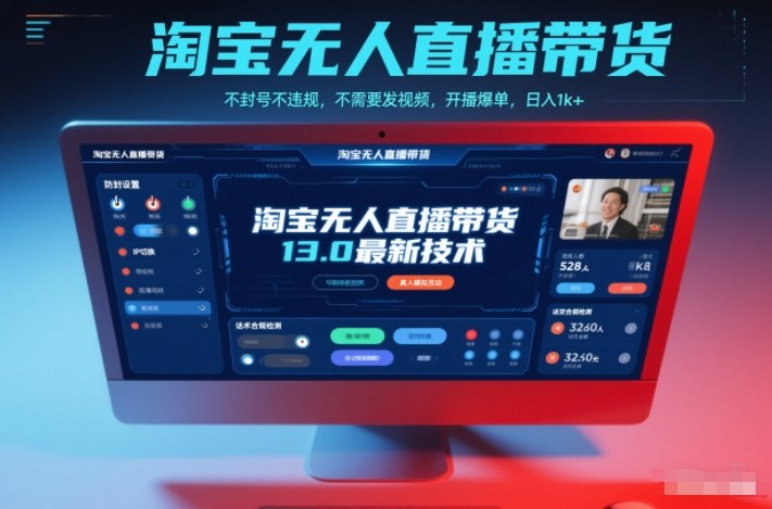淘宝无人直播带货13.0最新技术,不封号不违规,不需要发视频,开播爆单,日入1k+【揭秘】-樵渔匹