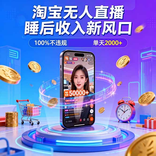 淘宝无人直播,不违规不封号,直播100小时卖了5万,年底旺季!-樵渔匹