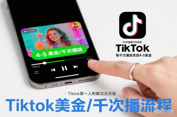 TK中视频计划项目，Tiktok第一人称解说流程，每干次播放奖励4-5美金-樵渔匹