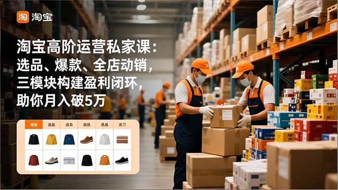 淘宝高阶运营私家课：选品、爆款、全店动销，三模块构建盈利闭环，助你月入破5万-樵渔匹