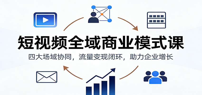 短视频全域商业模式课：四大场域协同，流量变现闭环，助力企业增长-樵渔匹
