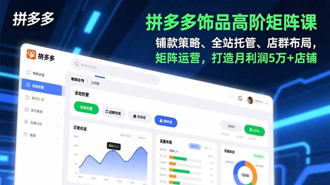 拼多多饰品高阶矩阵课，铺款策略、全站托管、店群布局，矩阵运营，打造月利润5万+店铺-樵渔匹