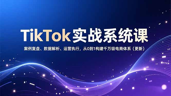 TikTok实战系统课，案例复盘、数据解析、运营执行，从0到1构建千万级电商体系(更新-樵渔匹