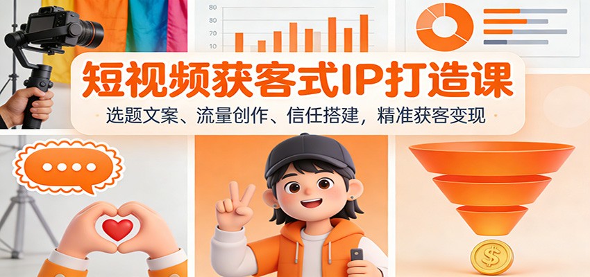 短视频获客式IP打造课：选题文案、流量创作、信任搭建，精准获客变现-樵渔匹