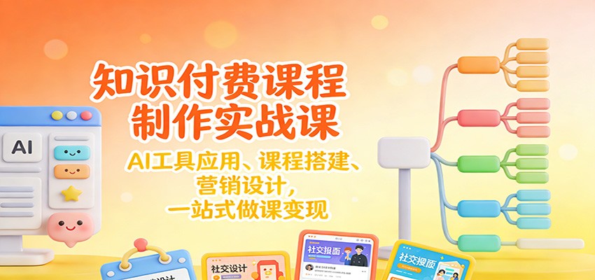知识付费课程制作实战课：AI工具应用 、课程搭建、营销设计，一站式做课变现-樵渔匹