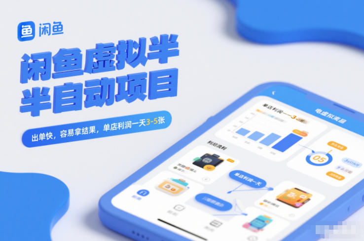 闲鱼虚拟半自动项目，出单快，容易拿结果，单店利润一天3-5张-樵渔匹