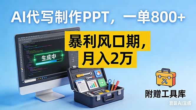 AI代写制作PPT，一单800+， 暴利风口期，月入2万【附工具】-樵渔匹