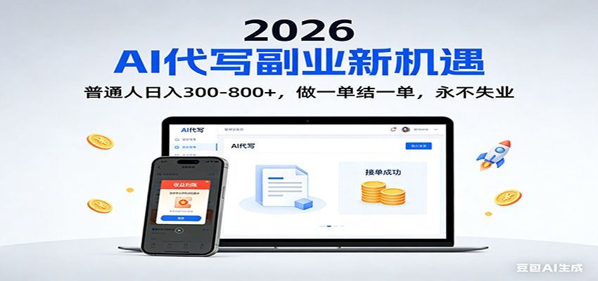 2026 副业首选！AI 代写日入 300-800，普通人0门槛，做一单结一单！-樵渔匹