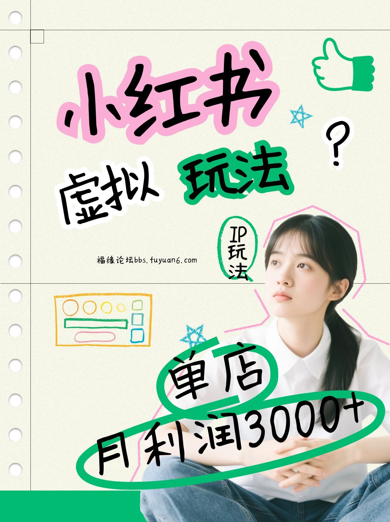 小红书虚拟玩法(铺货流和单品玩法)，单店月利润3000+，IP打法+原创商品(0违规)-樵渔匹
