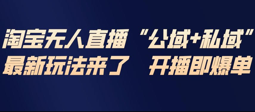 淘宝无人直播完整教程，公试+私域，最新玩法来了，开播即爆单-樵渔匹