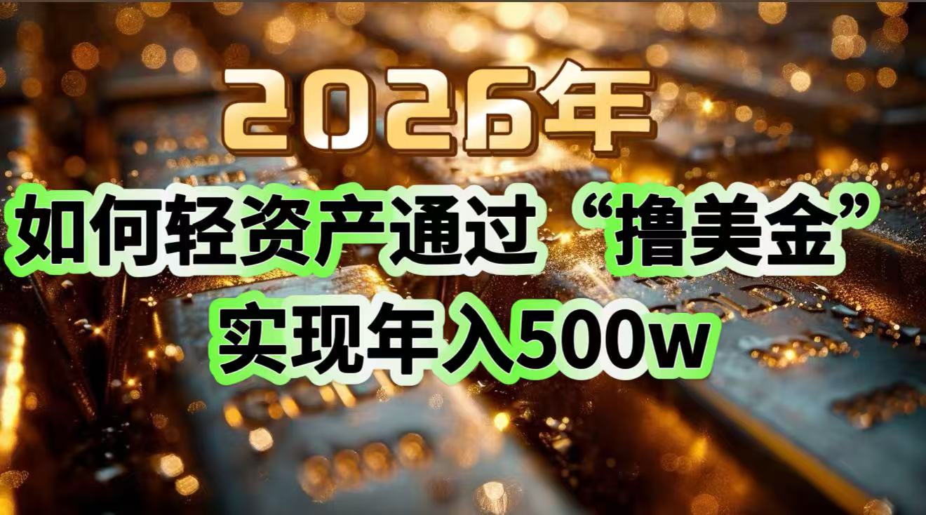 2026年如何轻资产通过“撸美金”实现年入500w-樵渔匹