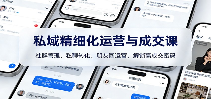 私域精细化运营与成交课：社群管理、私聊转化、朋友圈运营，解锁高成交密码-樵渔匹