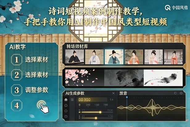 古诗词短视频案例制作教学，手把手教你用AI制作中国风类型短视频-樵渔匹