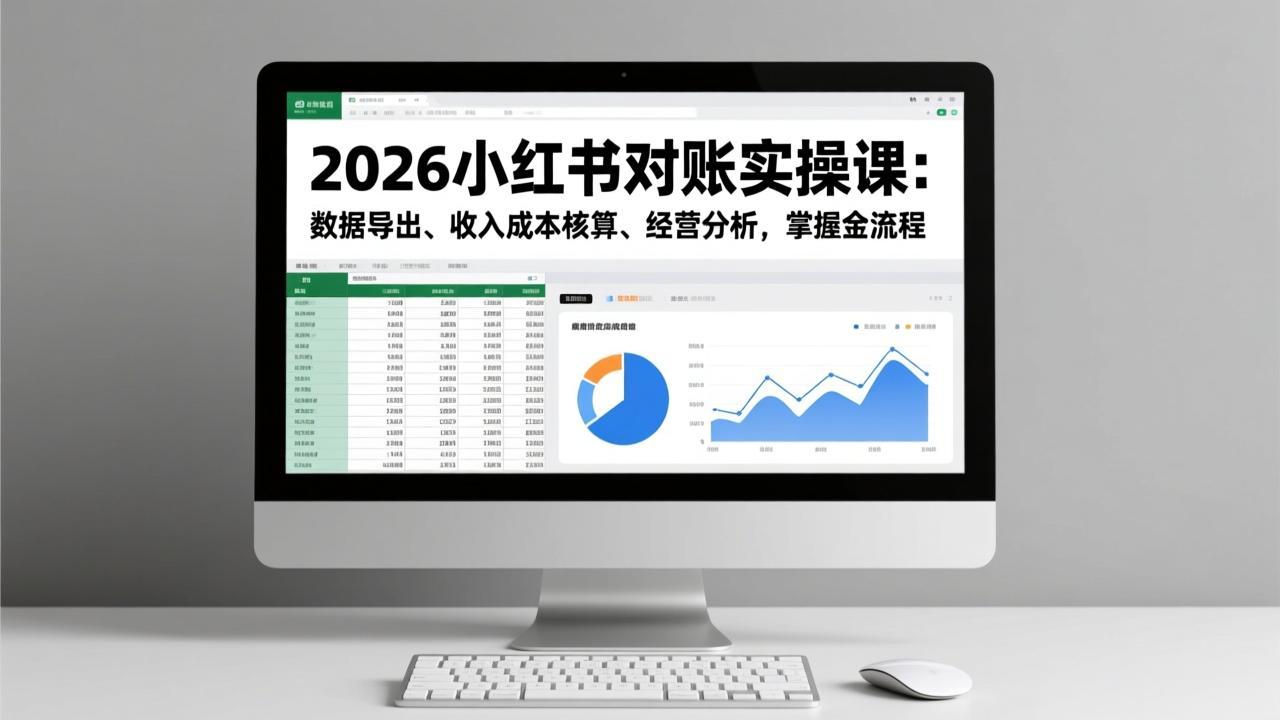 2026小红书对账实操课：数据导出、收入成本核算、经营分析，掌握全流程-樵渔匹