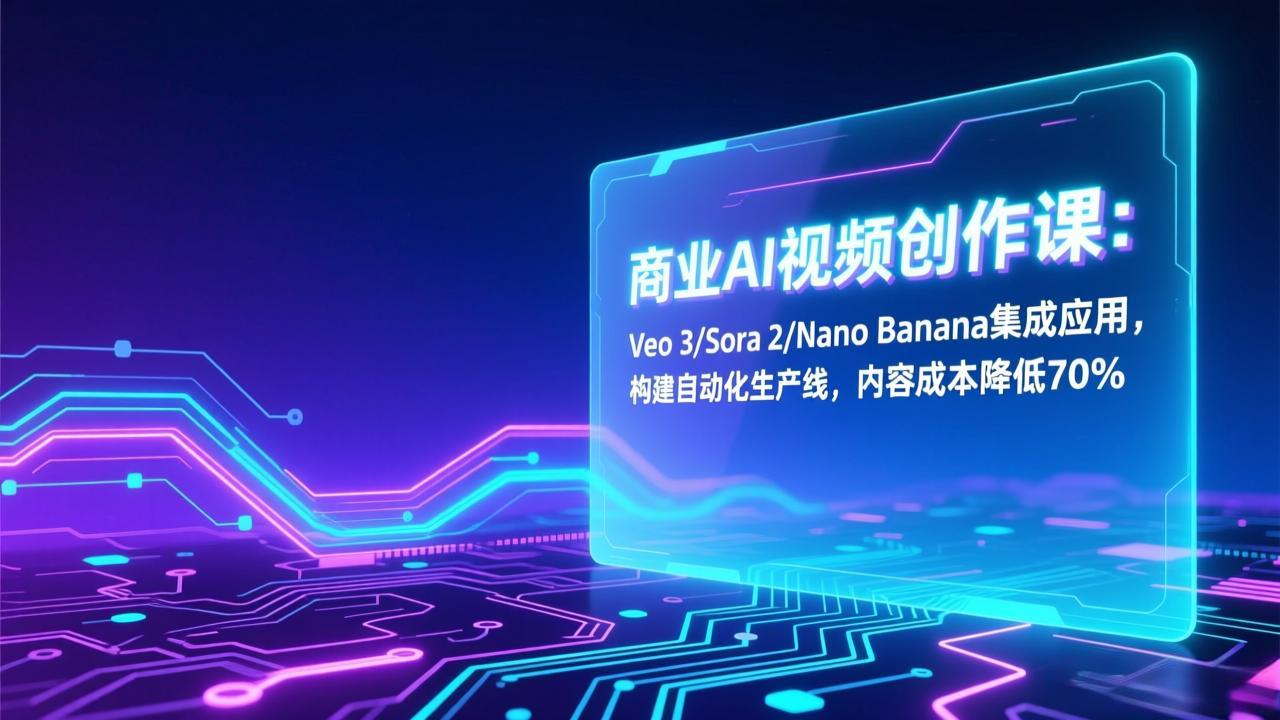 商业AI视频创作课：Veo 3/Sora 2/Nano Banana集成应用，构建自动化生产线，内容成本降低70%-樵渔匹