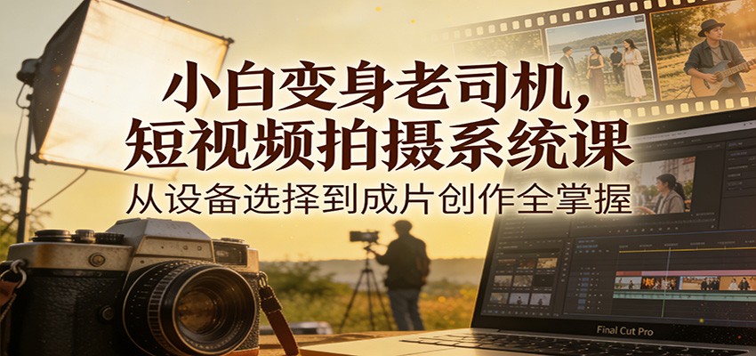 小白变身老司机，短视频拍摄系统课，从设备选择到成片创作全掌握-樵渔匹