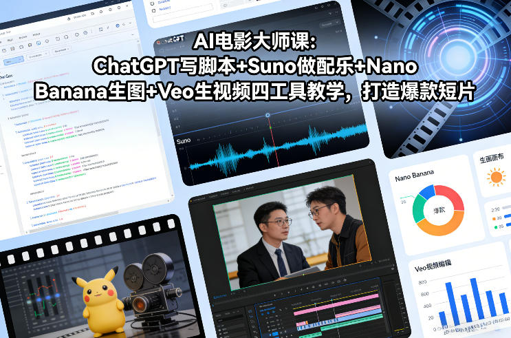 AI电影大师课：ChatGPT写脚本+Suno做配乐+Nano Banana生图+Veo生视频，打造爆款短片-樵渔匹