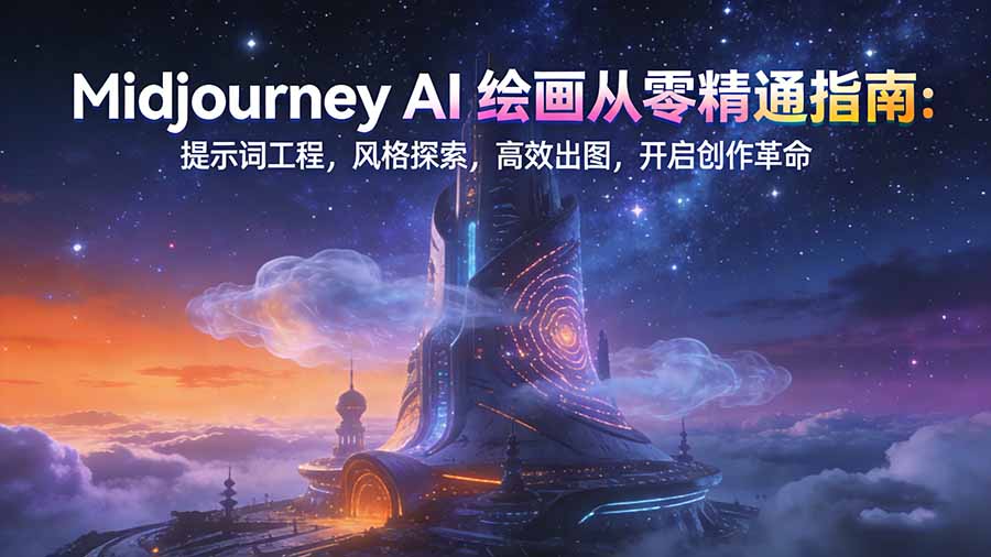 Midjourney AI绘画从零精通指南：提示词工程，风格探索，高效出图，开启创作革命-樵渔匹