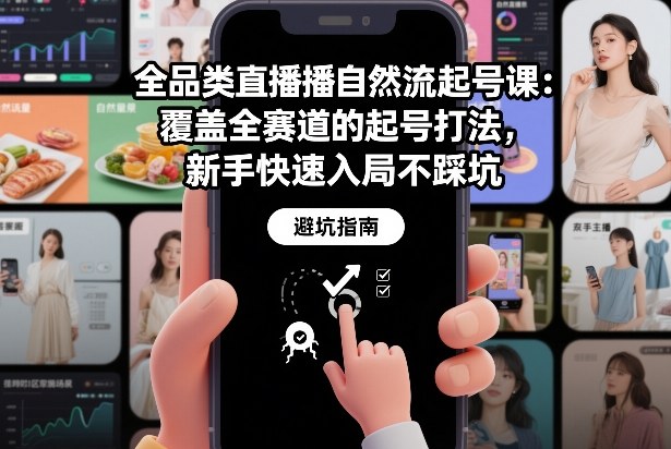 全品类直播自然流起号课：覆盖全赛道的起号打法，新手快速入局不踩坑-樵渔匹