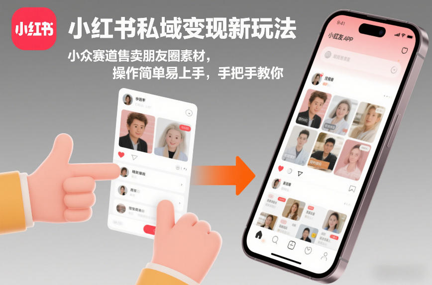 小红书私域变现新玩法，小众赛道售卖朋友圈素材，操作简单易上手，手把手教你-樵渔匹