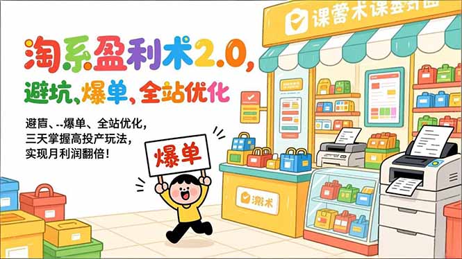 淘系盈利术2.0，避坑、爆单、全站优化，三天掌握高投产玩法，实现月利润翻倍！-樵渔匹