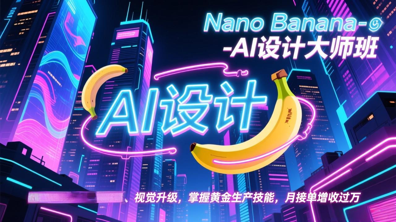 Nano Banana-AI设计大师班，修图合成、广告创作、视觉升级，掌握黄金生产技能，月接单增收过万-樵渔匹