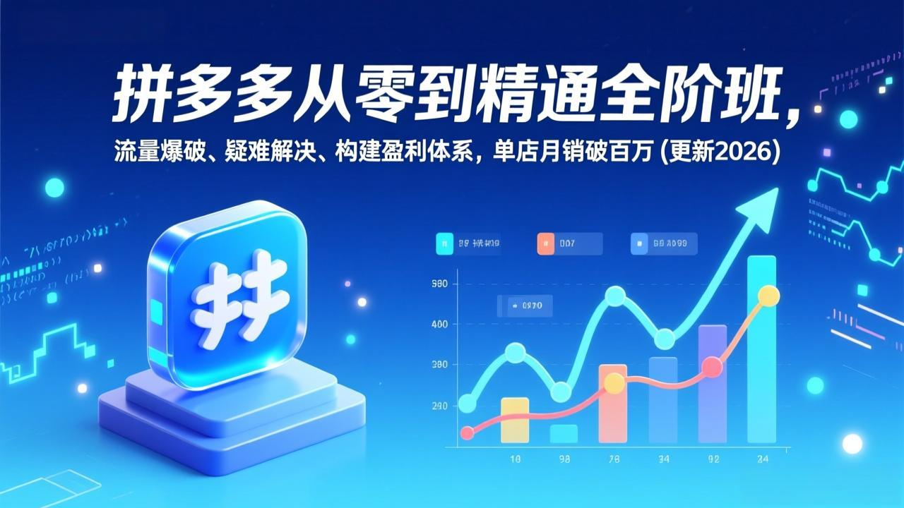 拼多多从零到精通全阶班，流量爆破、疑难解决，构建盈利体系，单店月销破百万(更新2026-樵渔匹