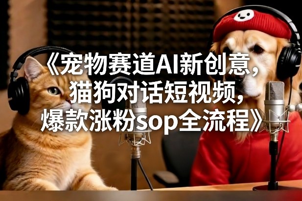 宠物赛道AI新创意，猫狗对话短视频，爆款涨粉sop全流程-樵渔匹