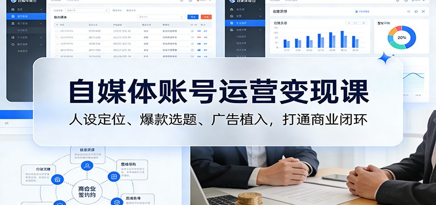 自媒体账号运营变现课：人设定位、爆款选题、广告植入，打通商业闭环-樵渔匹