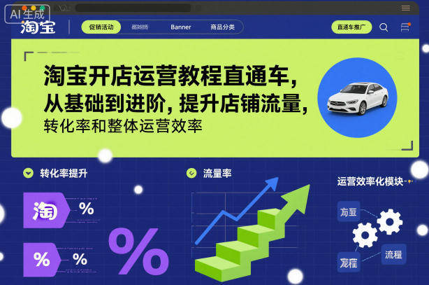 淘宝开店运营教程直通车，从基础到进阶，提升店铺流量，转化率和整体运营效率(更新26年1月)-樵渔匹