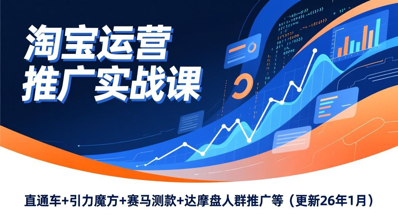 淘宝运营推广实战课，直通车+引力魔方+赛马测款+达摩盘人群推广等(更新26年1月-樵渔匹