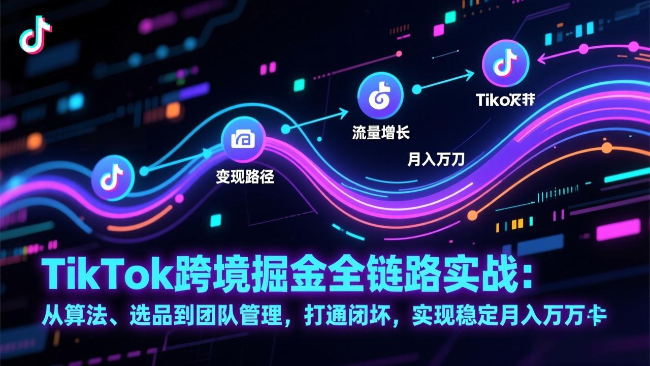 TikTok跨境掘金全链路实战：从算法、选品到团队管理，打通闭环，实现稳定月入万刀-樵渔匹