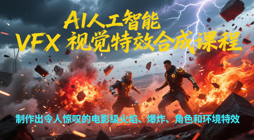 AI人工智能VFX视觉特效合成课程，制作出令人惊叹的电影级火焰、爆炸、角色和环境特效-樵渔匹