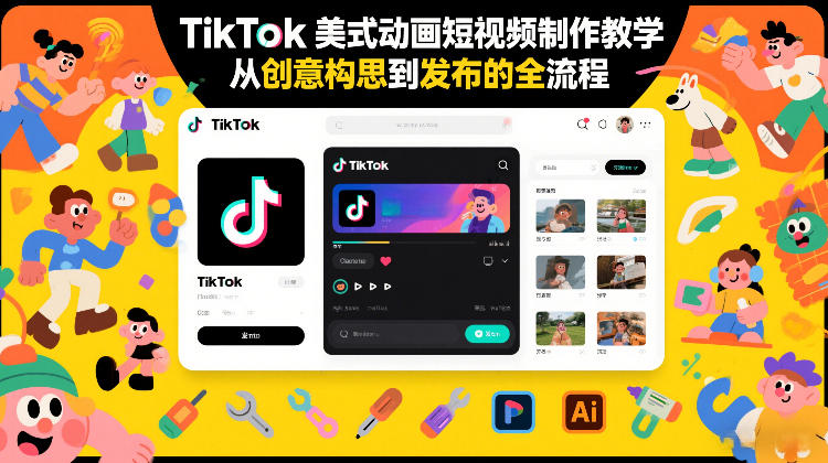 TikTok美式动画短视频制作教学，从创意构思到发布的全流程-樵渔匹