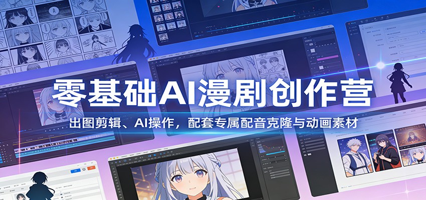 零基础AI漫剧创作营：出图剪辑、AI操作，配套专属配音克隆与动画素材-樵渔匹