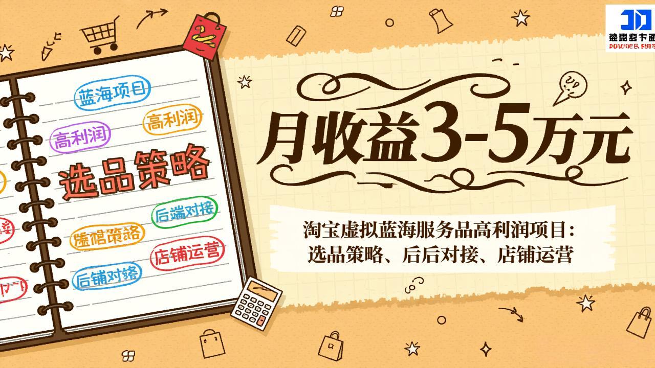 淘宝虚拟蓝海服务品高利润项目：选品策略、后端对接、店铺运营，月收益可达3-5万元-樵渔匹