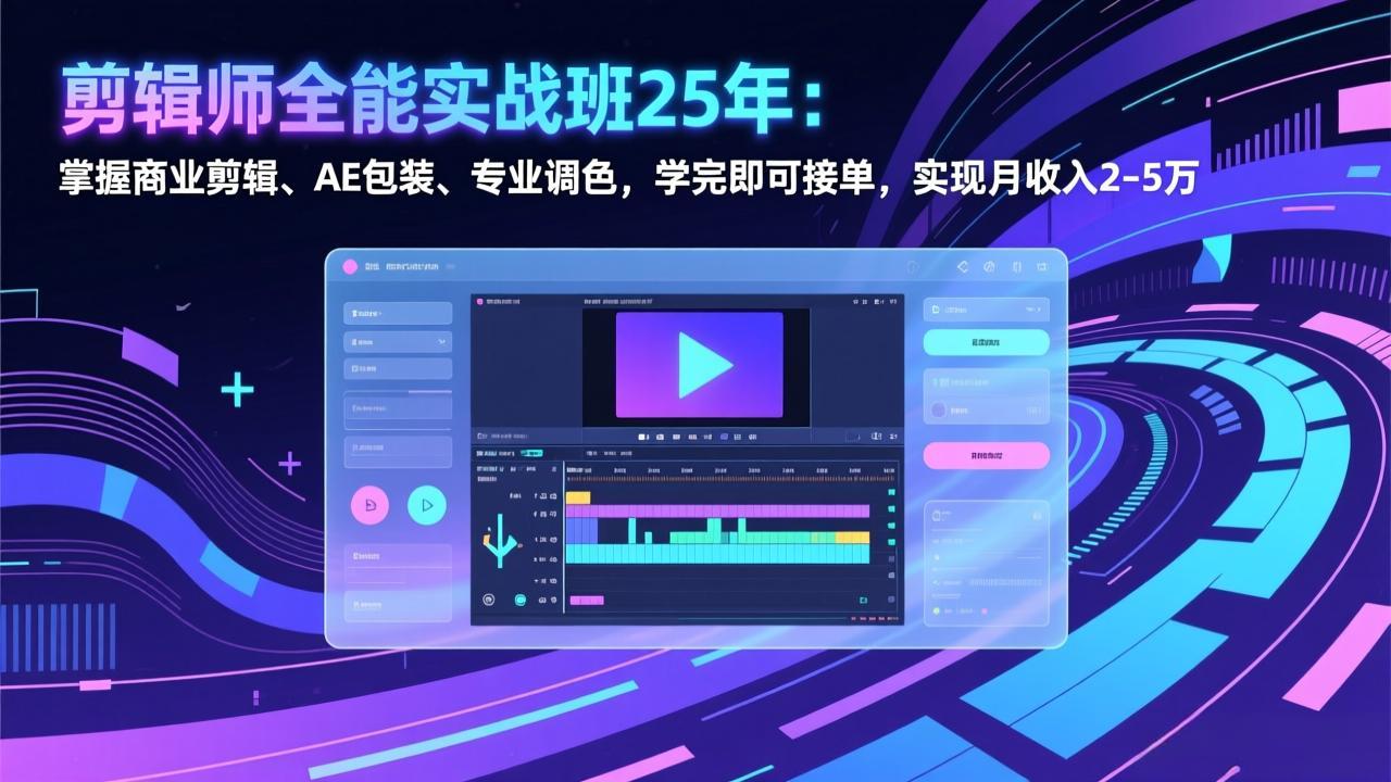 剪辑师全能实战班25年:掌握商业剪辑、AE包装、专业调色,学完即可接单,实现月收入2-5万-樵渔匹