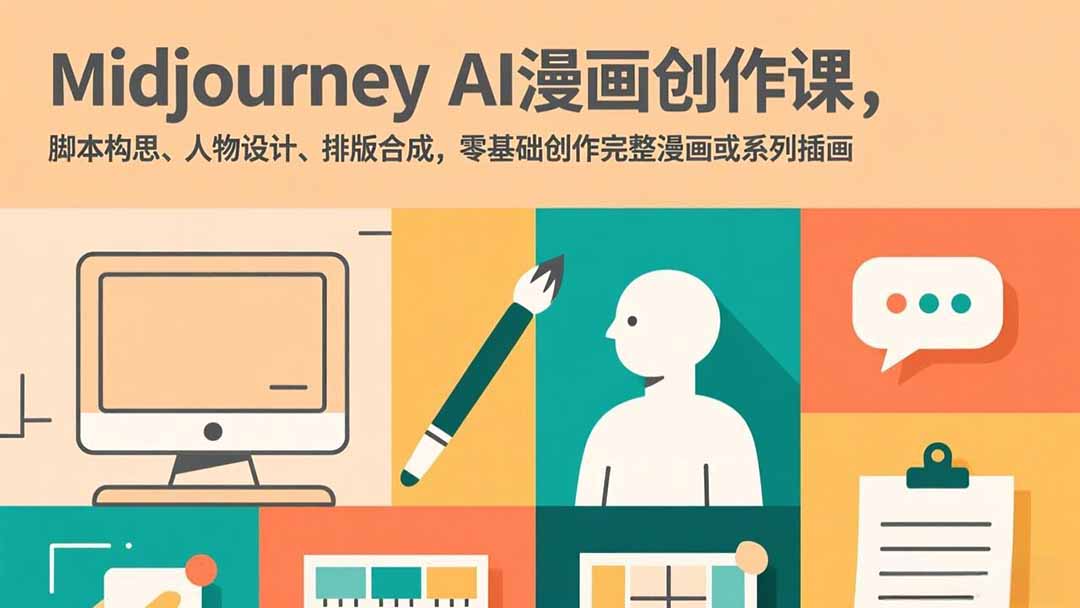Midjourney AI漫画创作课，脚本构思、人物设计、排版合成，零基础创作完整漫画或系列插画-樵渔匹