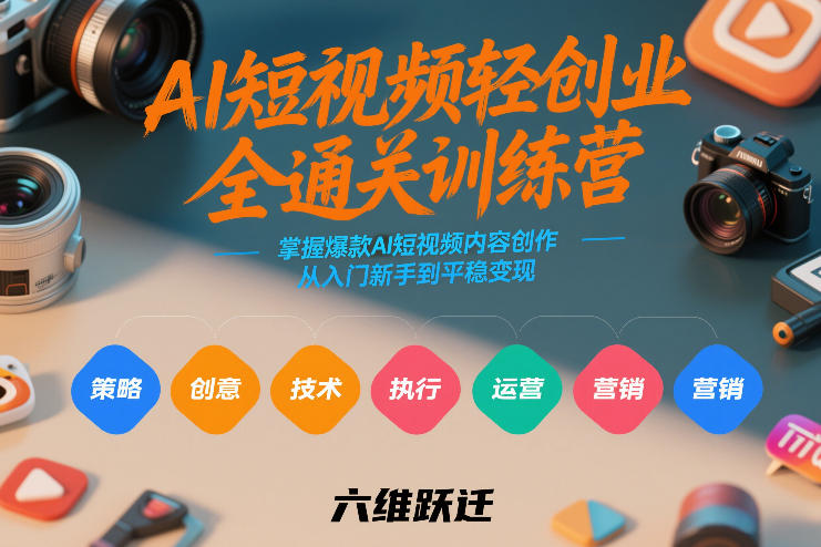 AI短视频轻创业全通关训练营，掌握爆款AI短视频内容创作，从入门新手到平稳变现的六维跃迁-樵渔匹