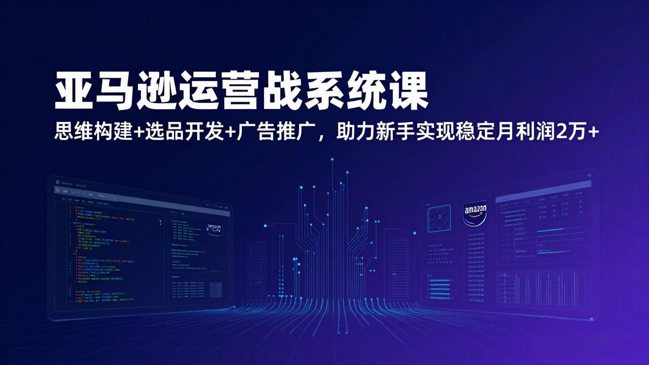 亚马逊运营实战系统课，思维构建+选品开发+广告推广，助力新手实现稳定月利润2万+(更新-樵渔匹